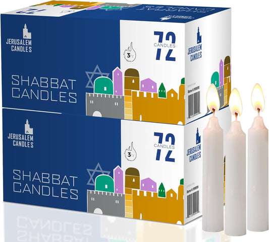 Shabbat Candles - Traditional Shabbos Candles - 3 Hour - 2-Pack X 72 Candles, (144 Candles)